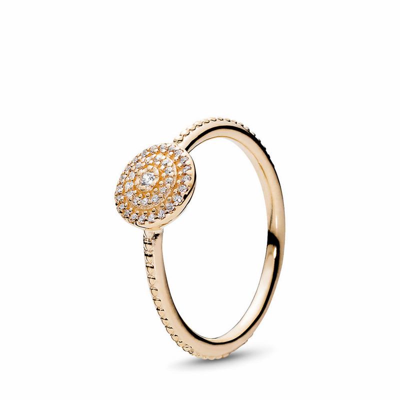 Pandora Radiant Elegance Promise Ring - Yellow Gold 14 K/Cubic Zirconia - Canada | GF8976DL